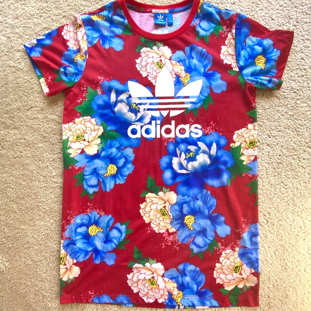 Authentic Adidas originals floral t-shirt dress
